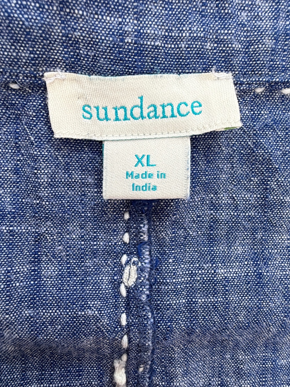Sundance "Discover Beauty" embroidered denim chambray top GUC XL - Picture 4 of 6